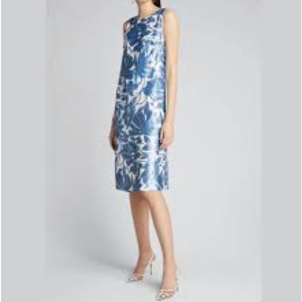 Lafayette 148 New York XS Blue Sequin Noah Dress Floral NWOT - Picture 2 of 16